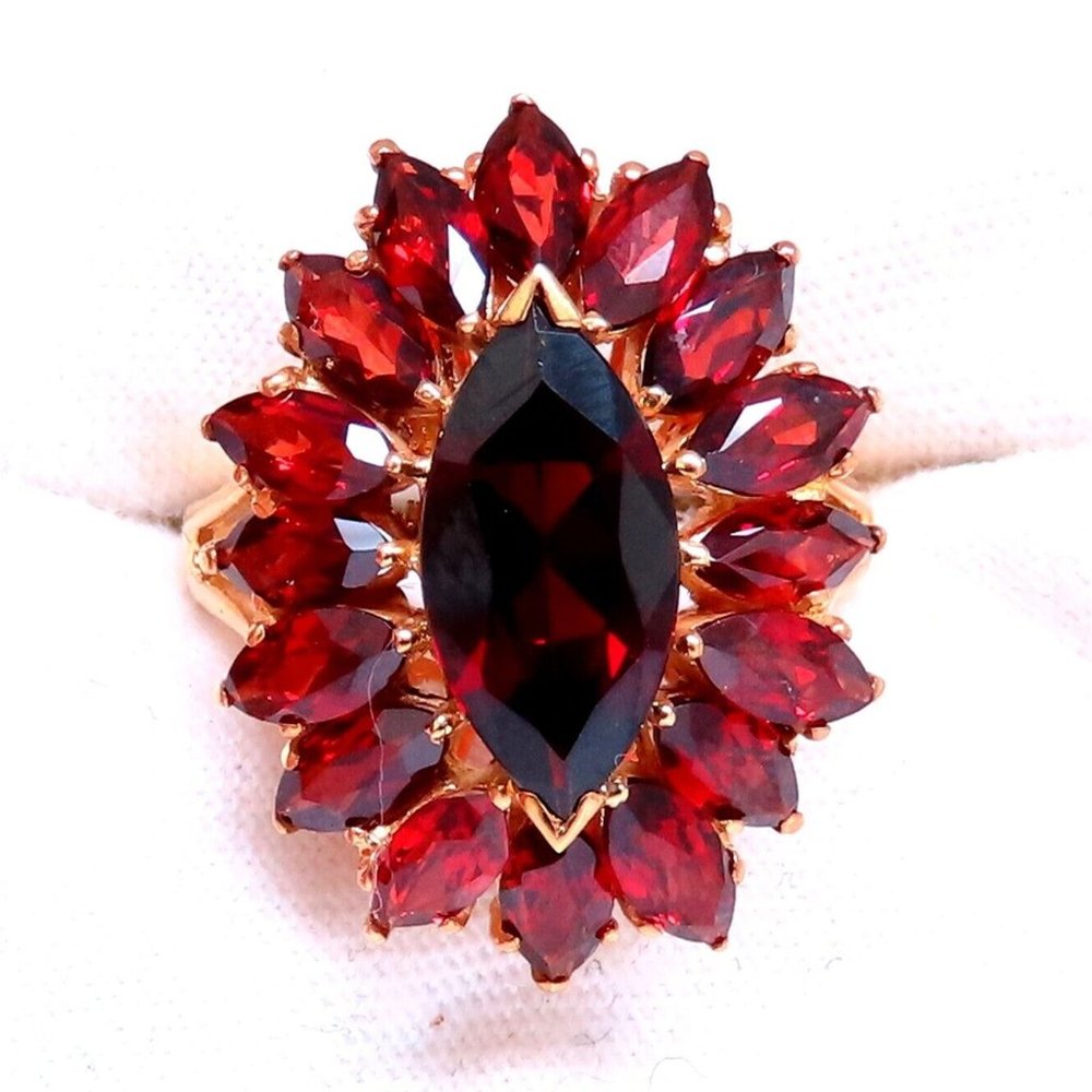 7ct Natural Garnet Cluster Ring 14kt Gold*